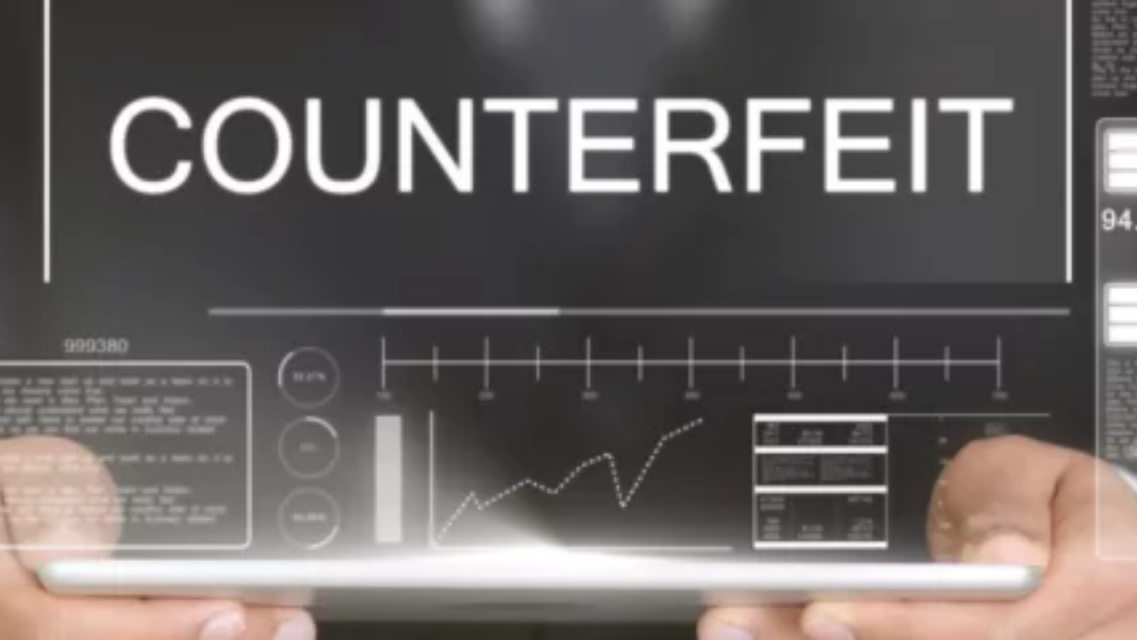 Image that says counterfeit