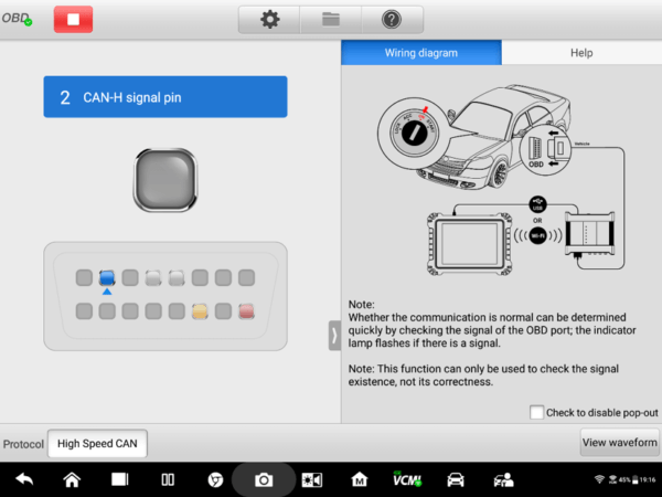 Autel MaxiSYS MS919 can bus check screenshot