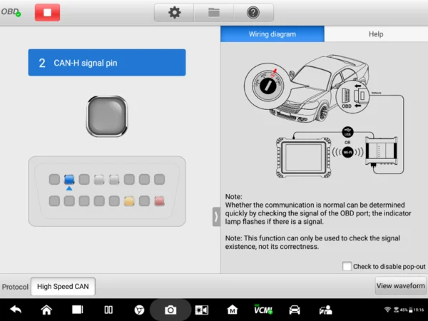Autel MaxiSYS MS919 can bus check screenshot