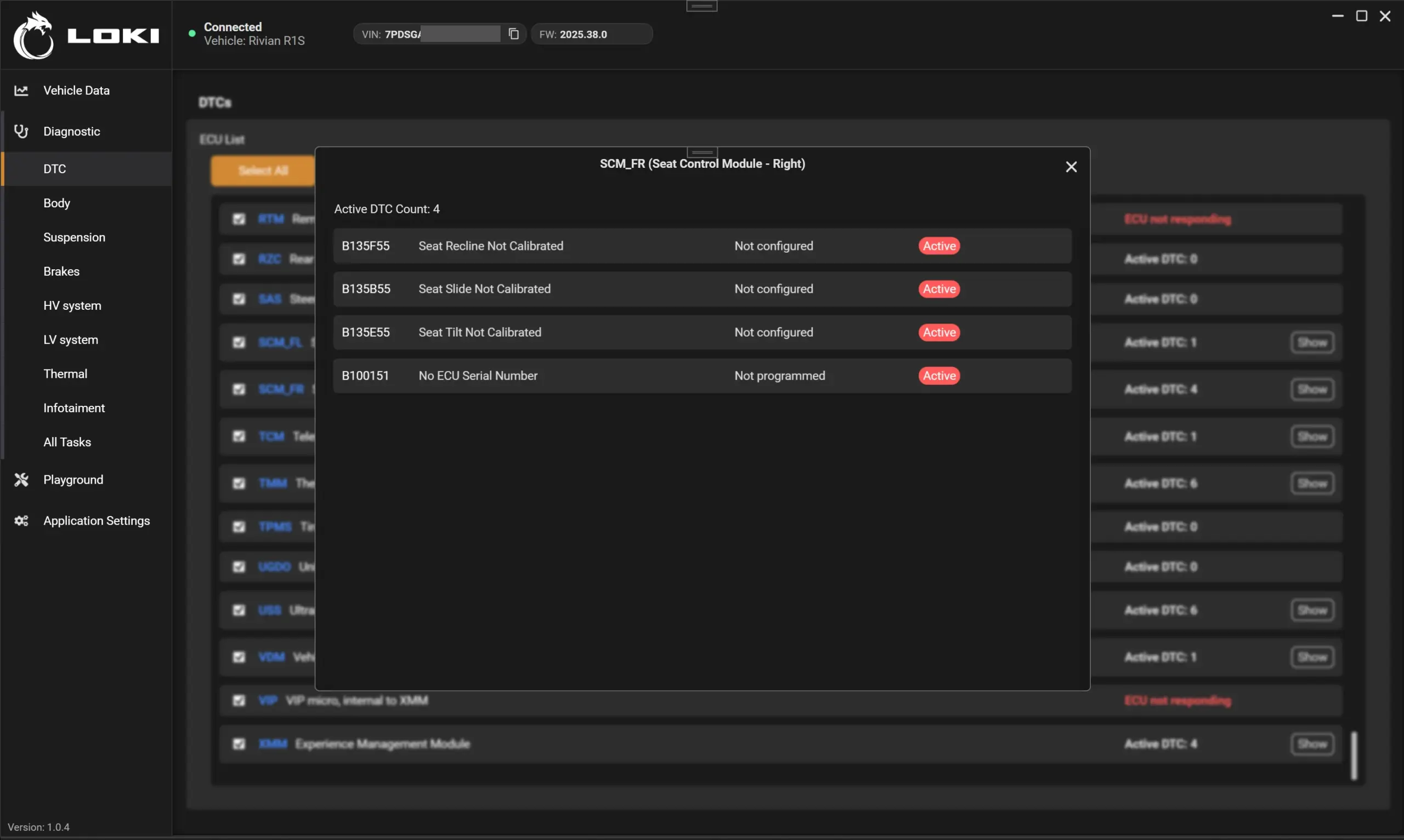 LOKI PRO detailed module fault descriptions and status