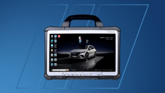 Mercedes Dealer Tool interface on blue background